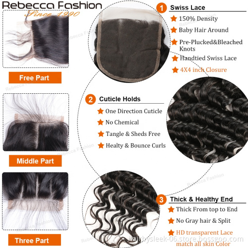 Rebecca 15A grade High Quality Deep Wave vendors for virgin hair Best human hair bundles 100% virgin human hair extension
